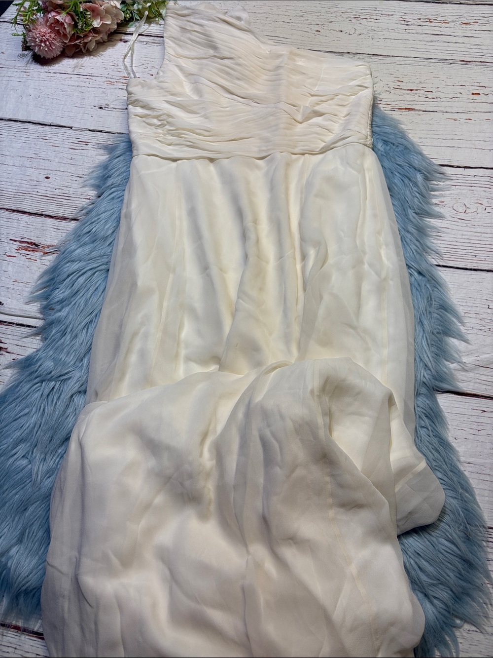Ann Taylor Ivory Silk One Shoulder Bridesmaid Dress sz 10 - Picture 10 of 11